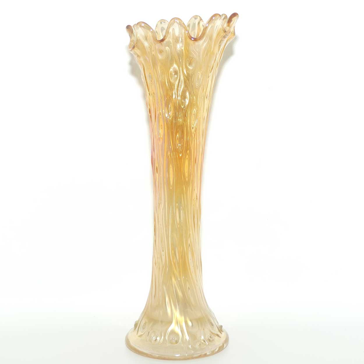 Northwood Marigold Carnival Glass vase | Tree Trunk | 27.5cm