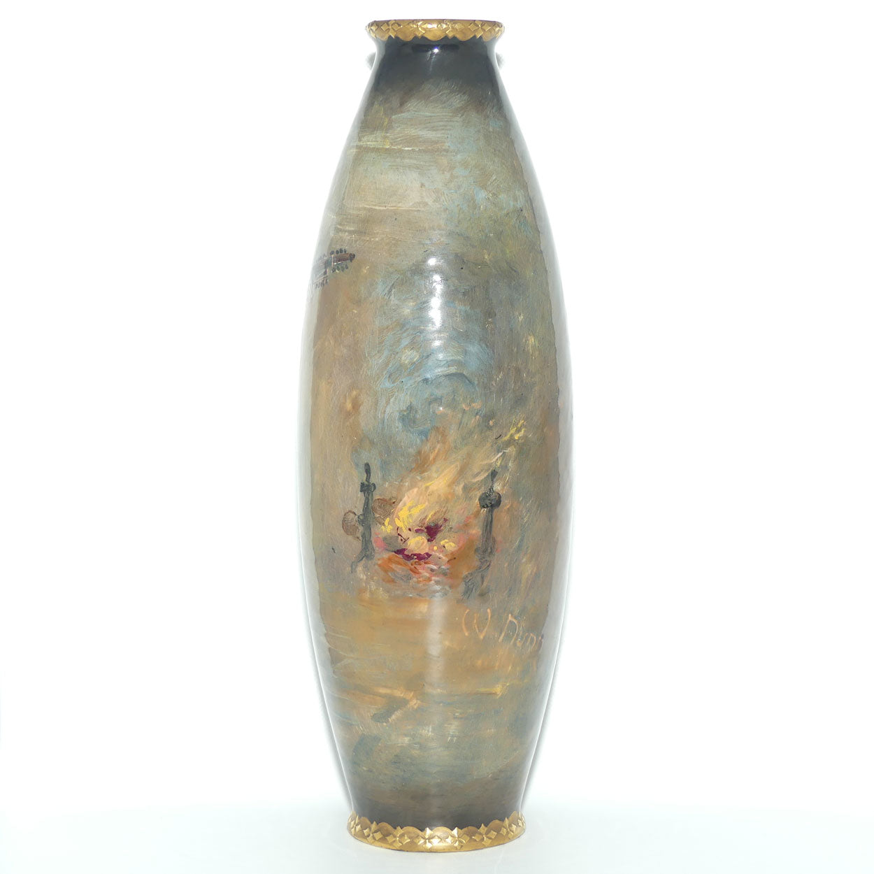 Royal Doulton Tavern Scene Man with Lute hand painted vase by Walter Nunn