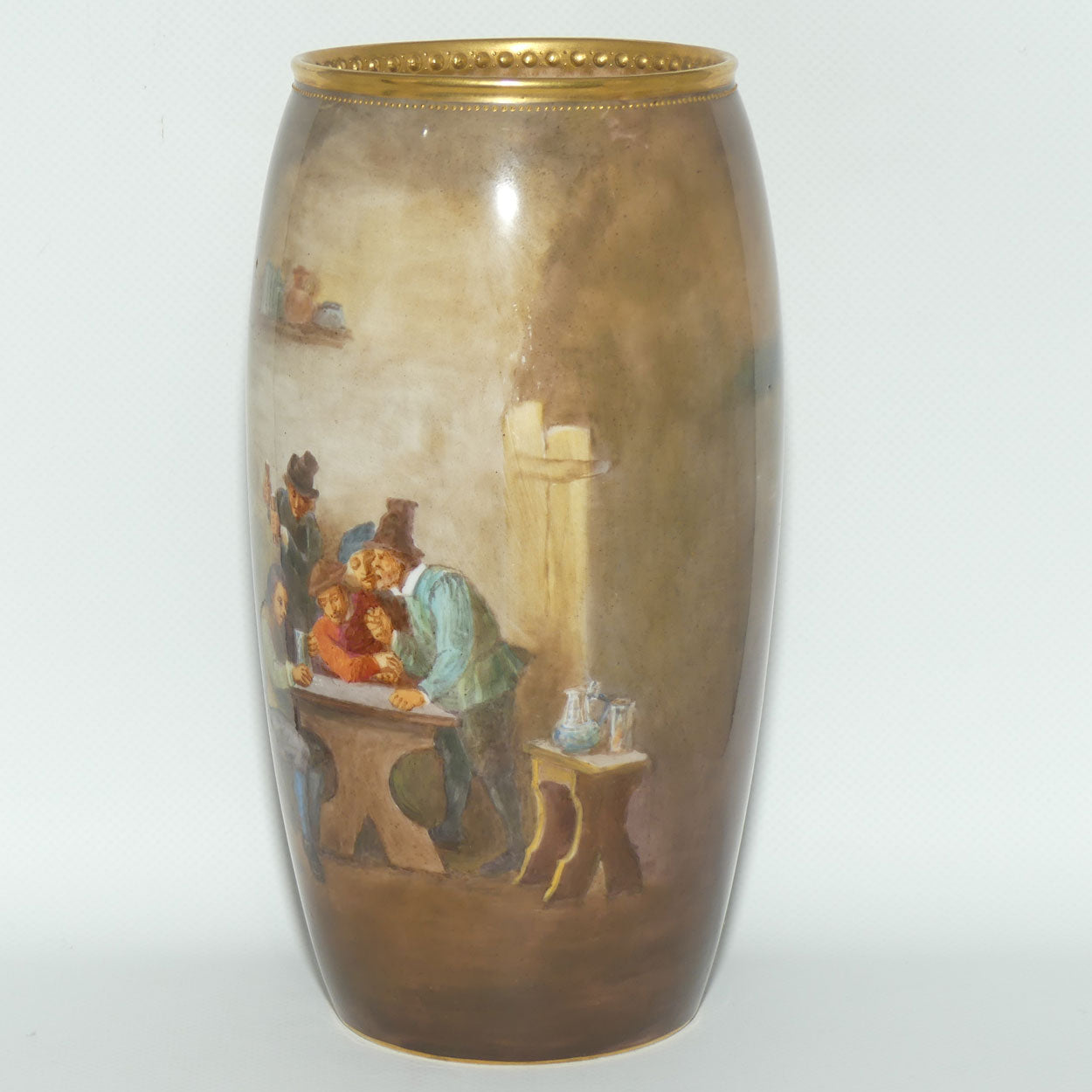 Royal Doulton Tavern scene hand painted cylinder vase |W Nunn|