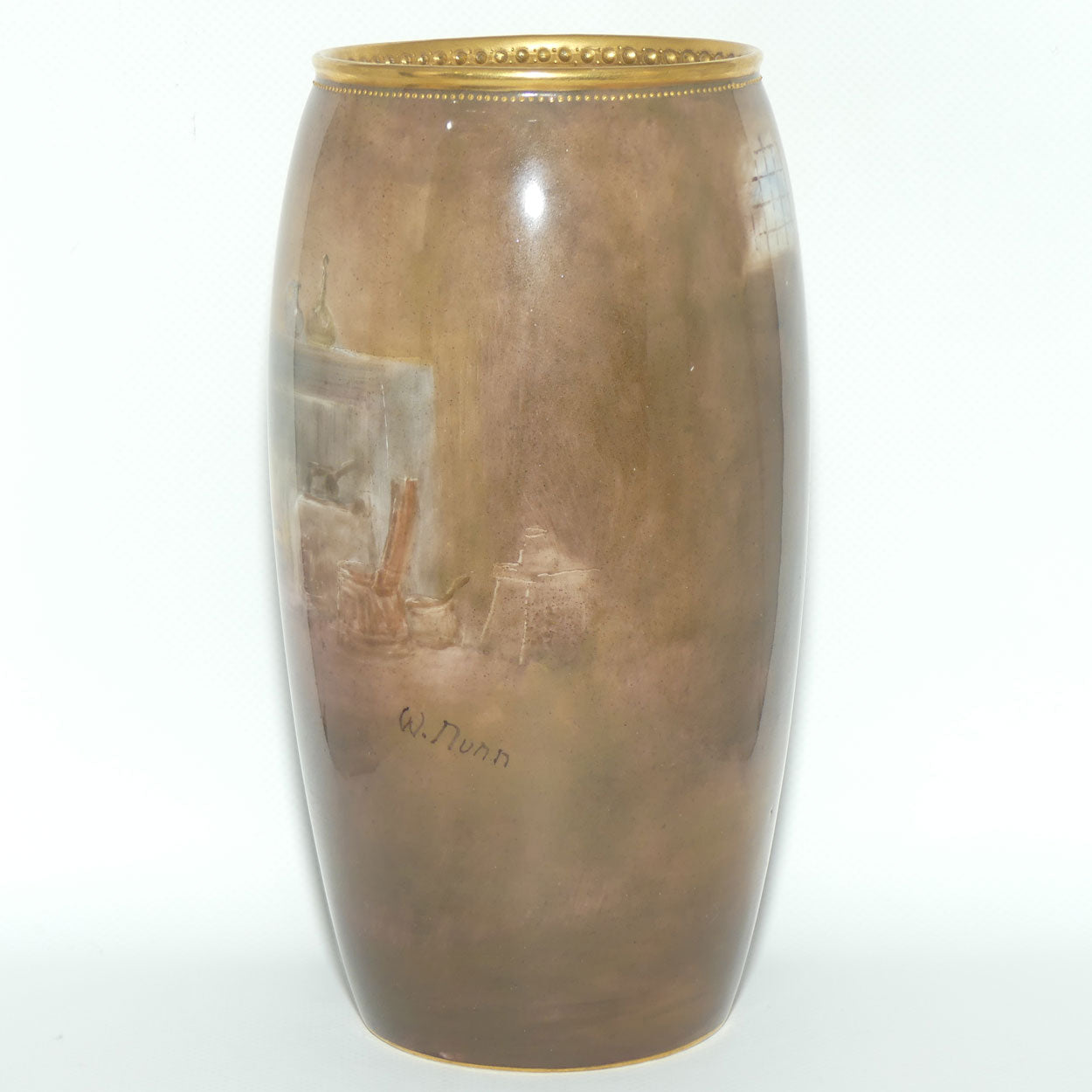 Royal Doulton Tavern scene hand painted cylinder vase |W Nunn|