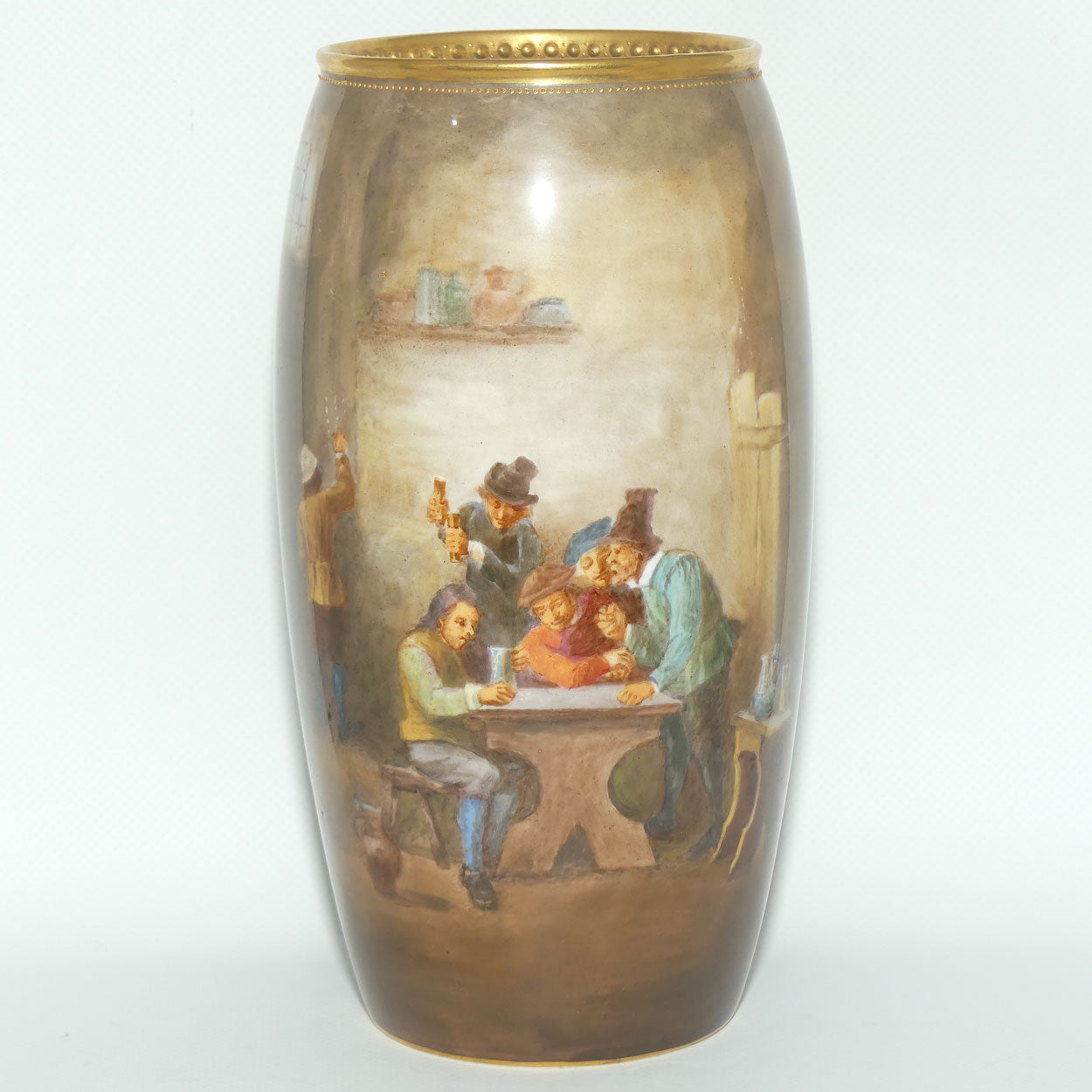 Royal Doulton Tavern scene hand painted cylinder vase |W Nunn|