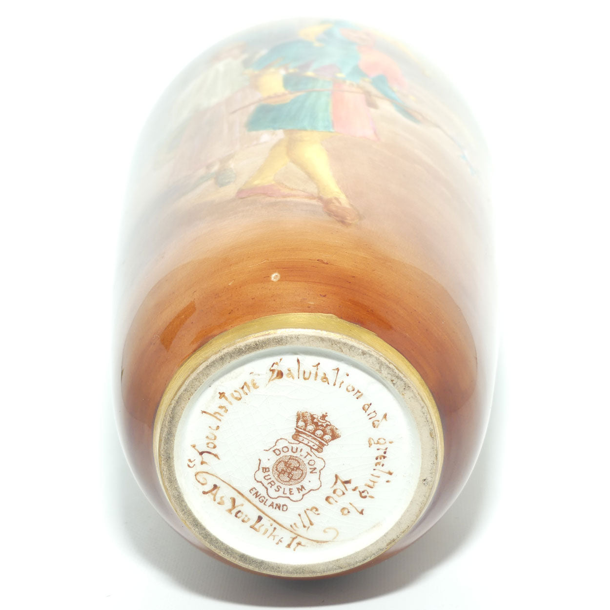 Doulton Burslem Shakespearean Touchstone | As you Like It hand painted vase by Walter Nunn
