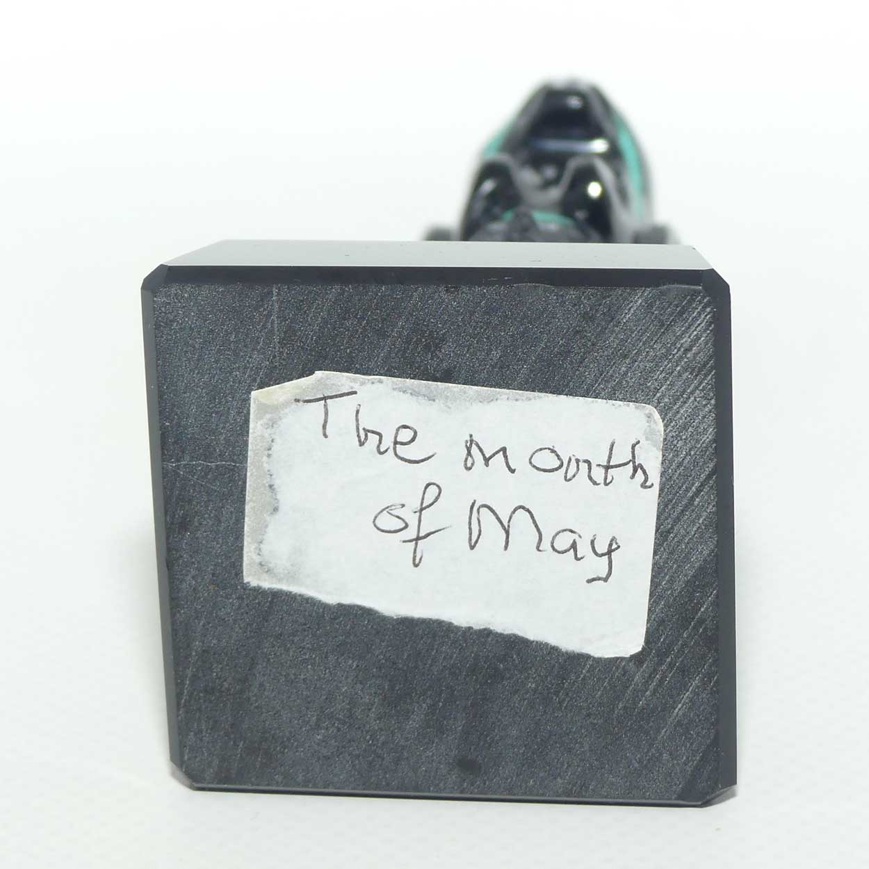 Aztec or Mayan Carving | Black Onyx and Malachite and Silver | figure represents the Month of May