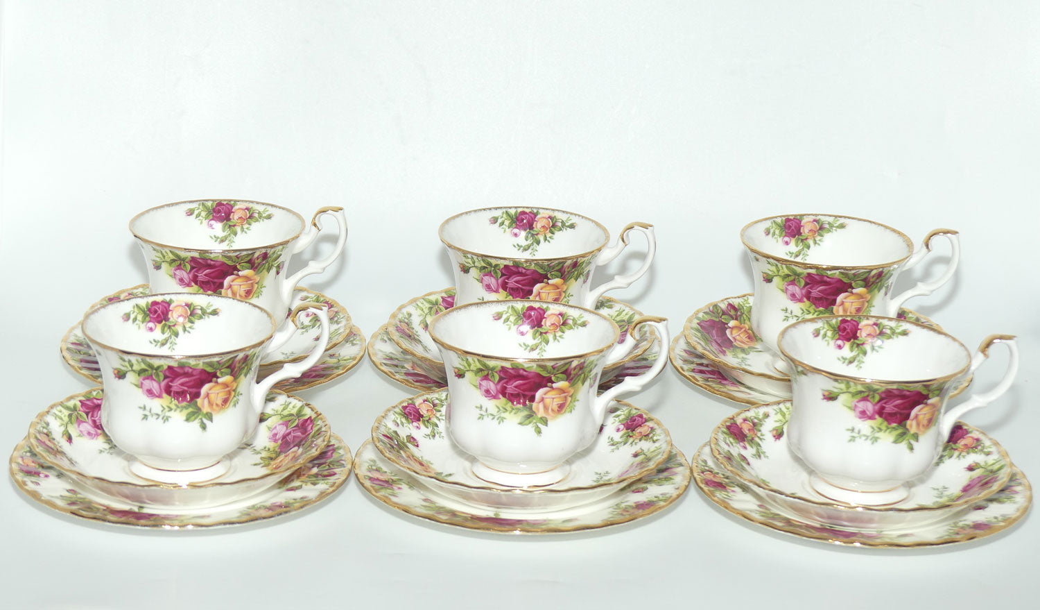 Royal Albert Bone China England Old Country Roses trio set of 6 | #2 | © 1962 Royal Albert Ltd backstamp