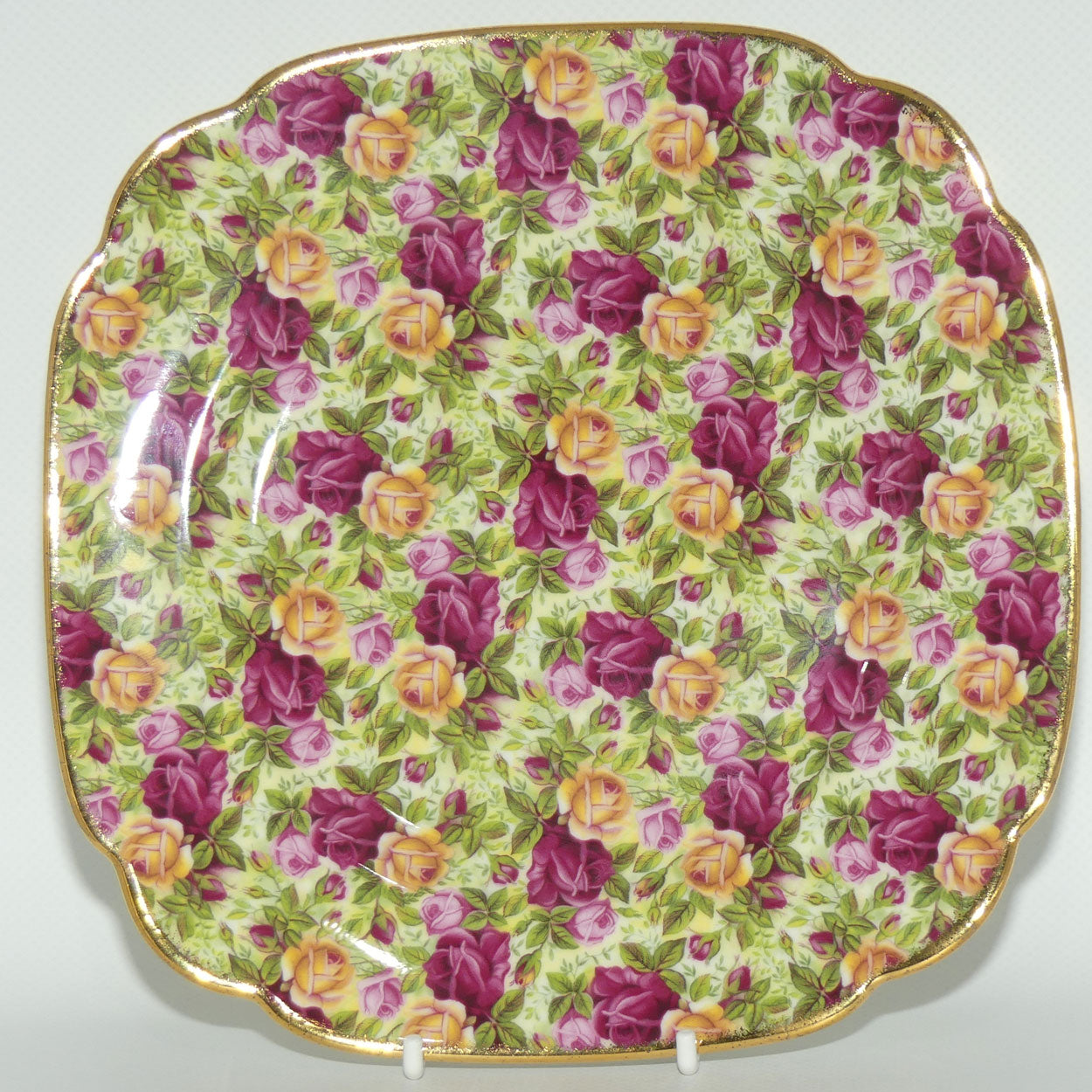 Royal Albert England Old Country Roses Chintz Collection square plate | 20cm
