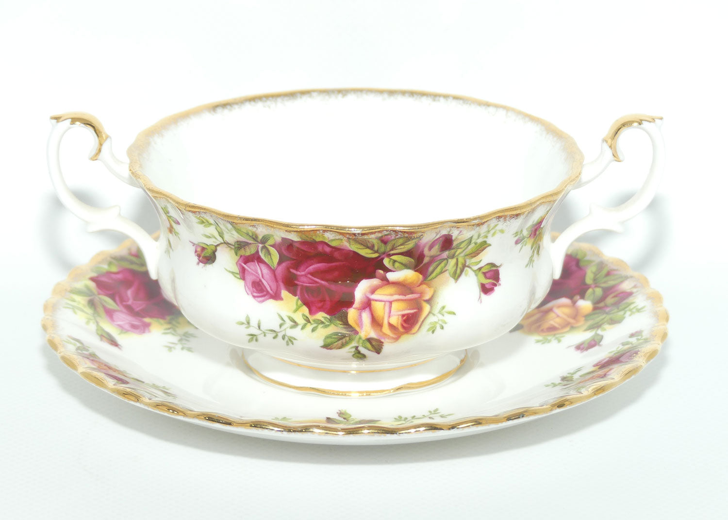 Royal Albert Bone China England Old Country handled soup coupe and underplate | early backstamp