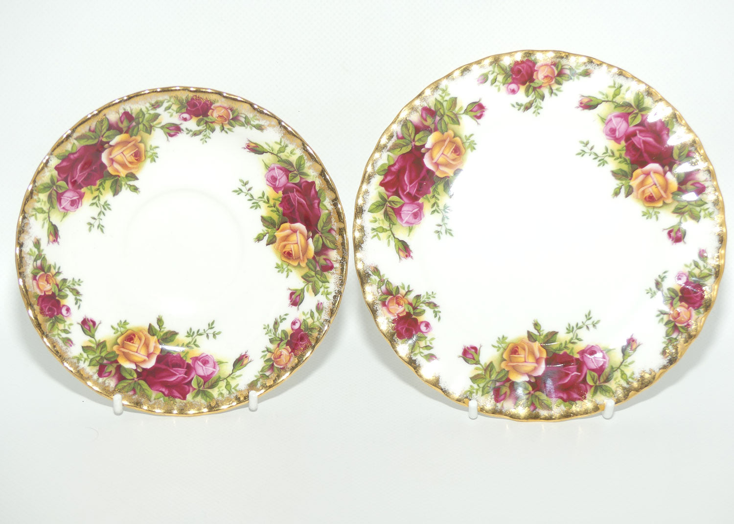Royal Albert Bone China England Old Country Roses tea trio | Early backstamp