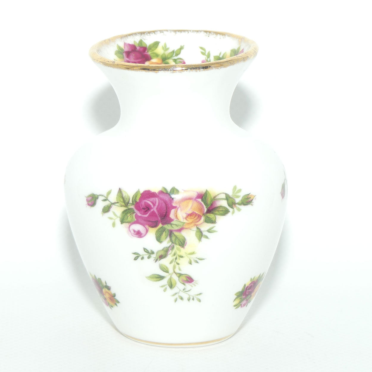 Royal Albert Bone China England Old Country Roses miniature vase | ©1962 Royal Albert Ltd backstamp