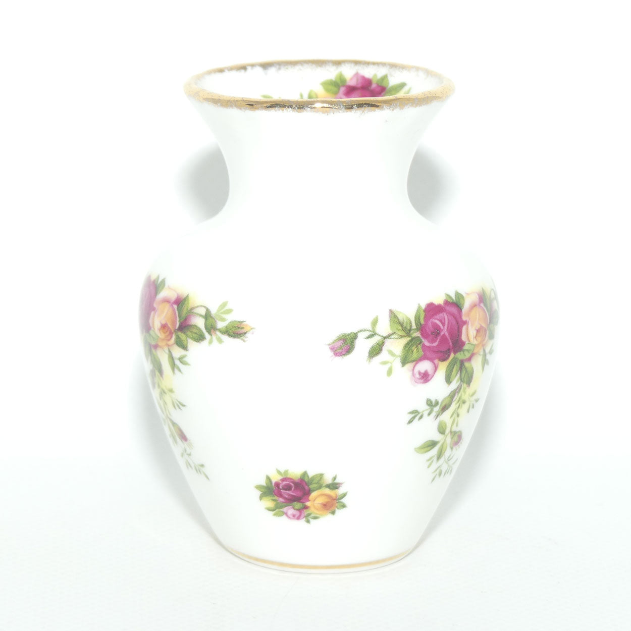 Royal Albert Bone China England Old Country Roses miniature vase | ©1962 Royal Albert Ltd backstamp