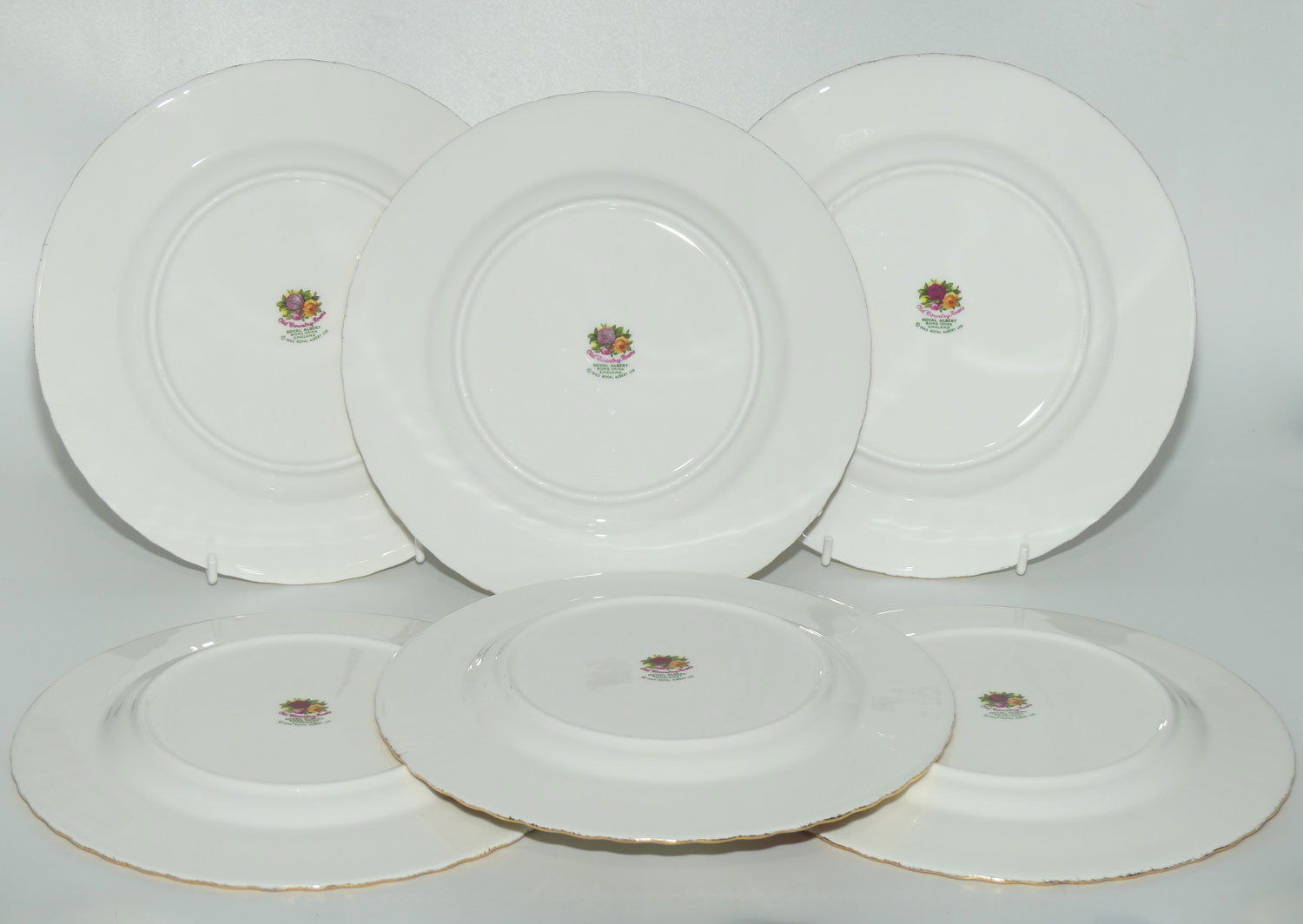 Royal Albert Bone China England Old Country Roses set of 6 Entree or Salad plates | 20.5cm diam | © 1962 Royal Albert Ltd backstamp