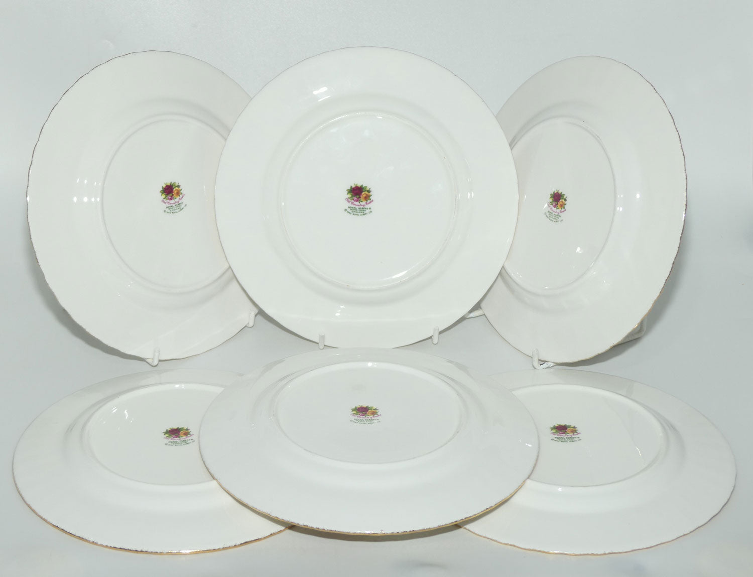 Royal Albert Bone China England Old Country Roses set of 6 Entree or Salad plates | 20.5cm | diam | #2 |© 1962 Royal Albert Ltd backstamp