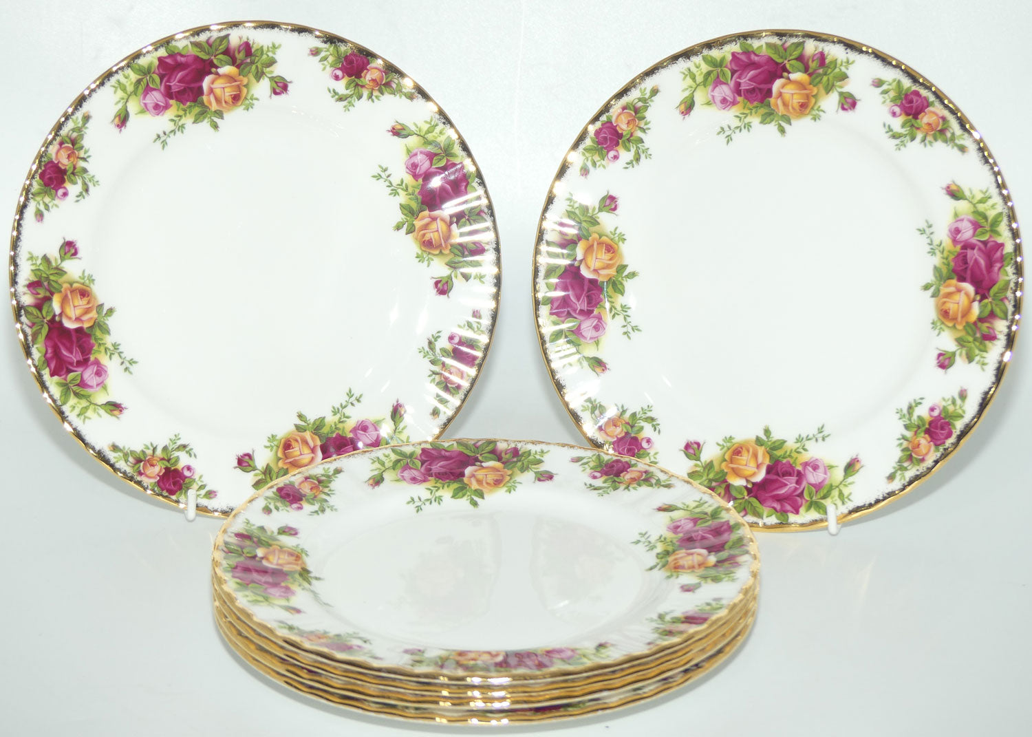 Royal Albert Bone China England Old Country Roses set of 6 Entree or Salad plates | 20.5cm | diam | #3 |© 1962 Royal Albert Ltd backstamp