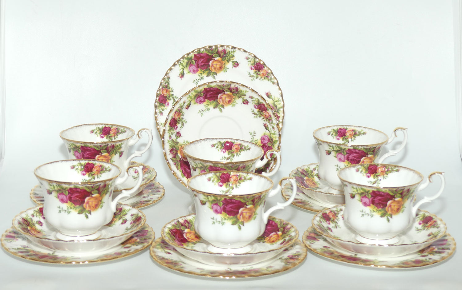 Royal Albert Bone China England Old Country Roses trio set of 6 | Early Backstamp | #3