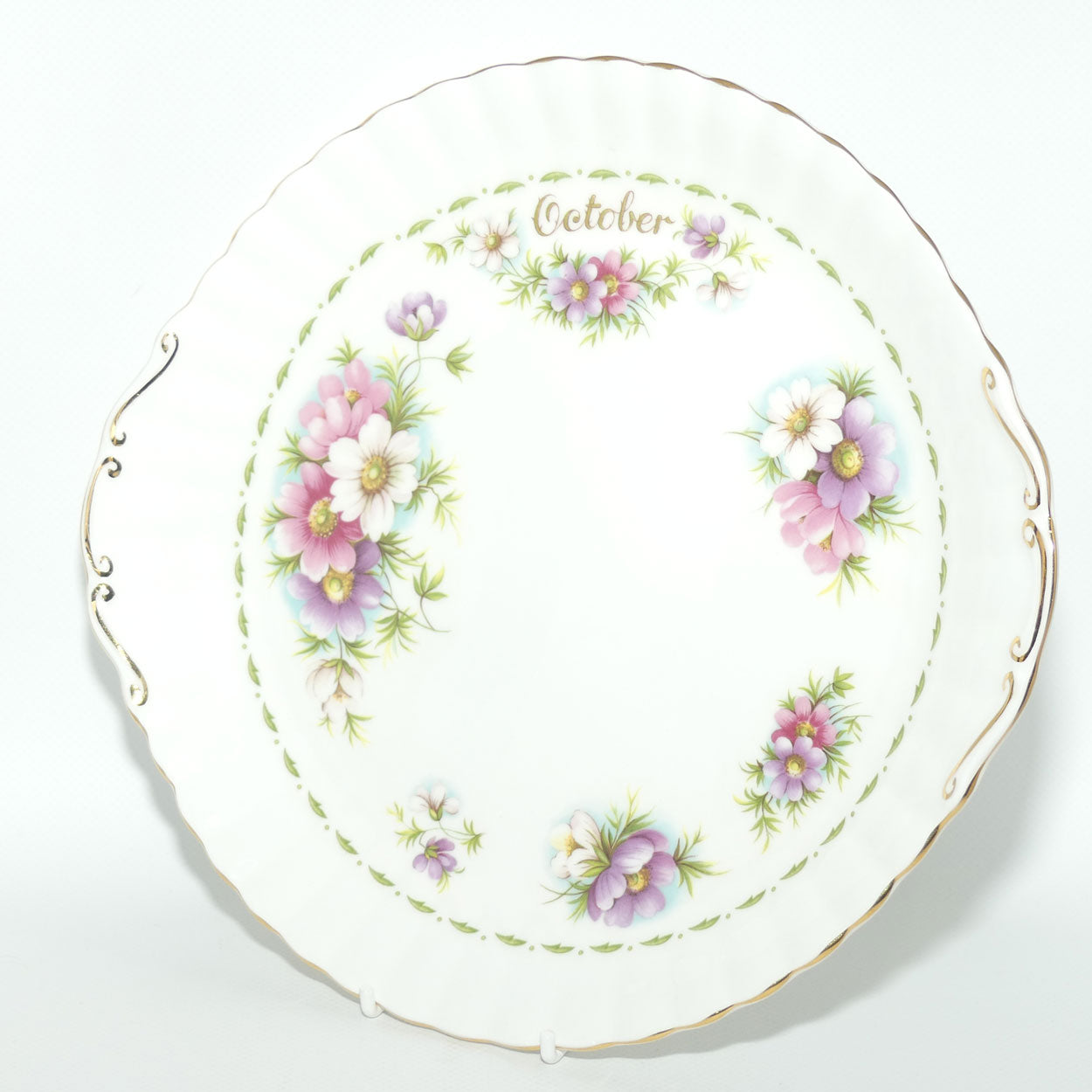 Royal Albert Bone China England | Flower of the Month series | #10 | October Cosmos tab handle cake plate