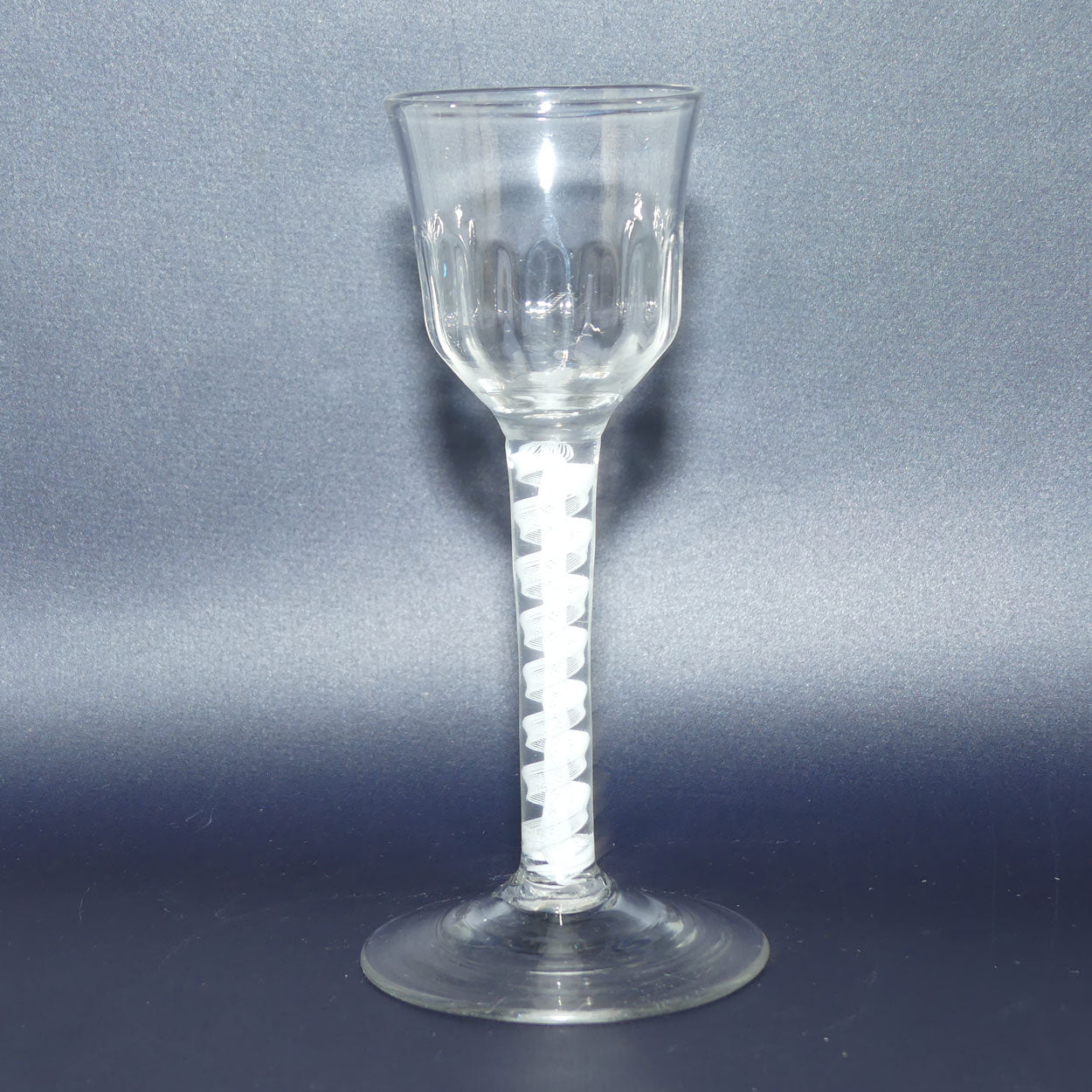 18th Century Georgian Glass with Fluted Ogee bowl and Double Series Opaque Twist | Cotton twist stem