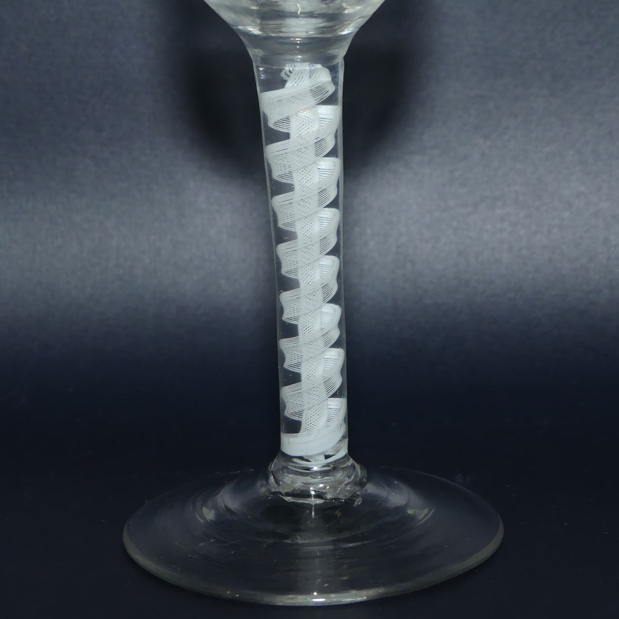 18th Century Georgian Glass with Fluted Ogee bowl and Double Series Opaque Twist | Cotton twist stem