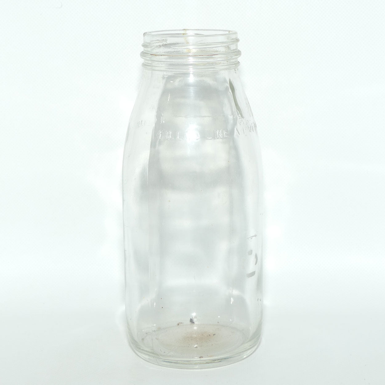 Vintage Imperial Quart Glass Oil Bottle | Crown Mark | 2 rusted metal tops