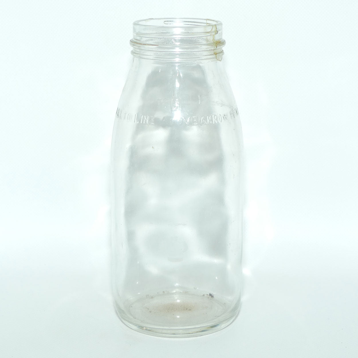 Vintage Imperial Quart Glass Oil Bottle | Crown Mark | 2 rusted metal tops