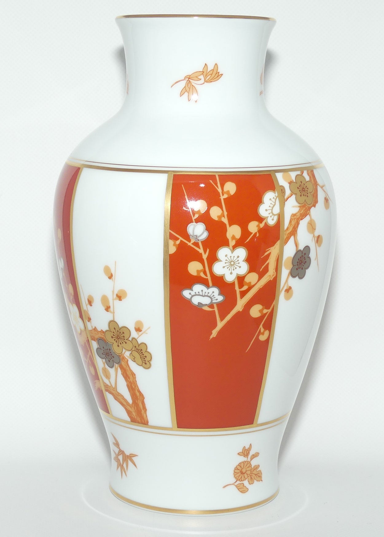 Franklin Mint | Noritake Okura Japan | Orange Red | Peach Blossom vase