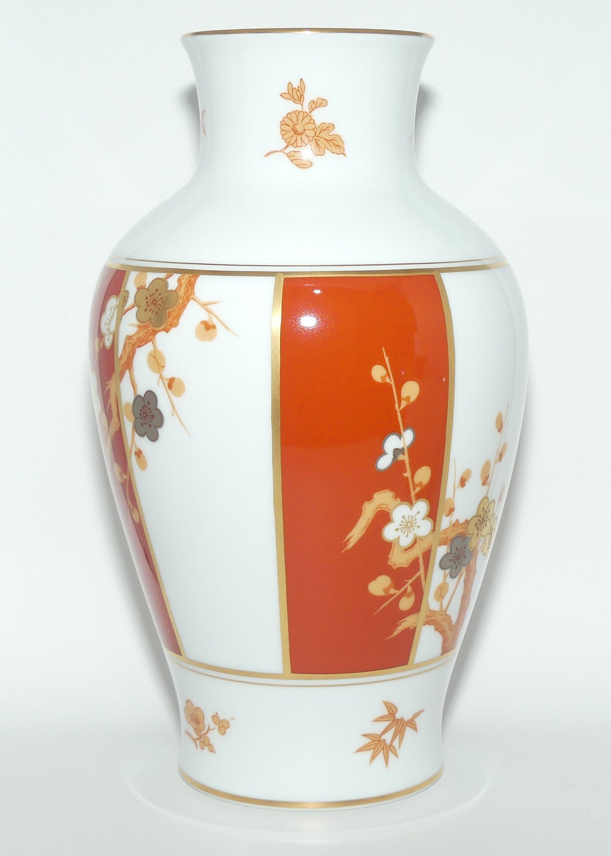 Franklin Mint | Noritake Okura Japan | Orange Red | Peach Blossom vase