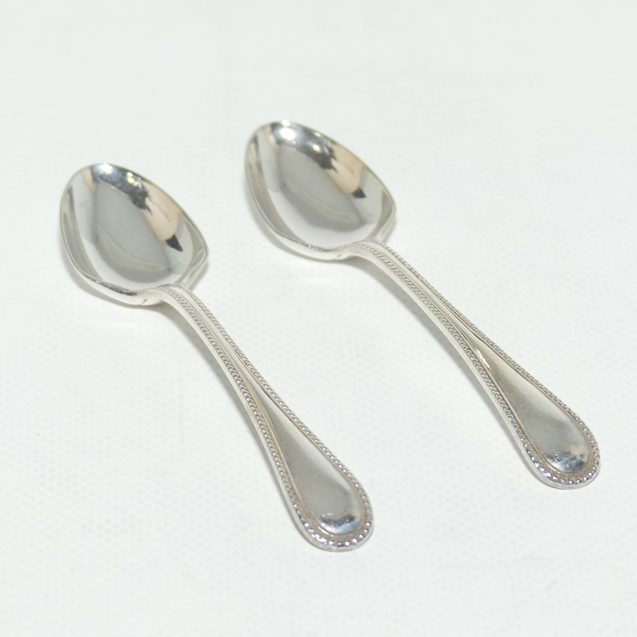 Set of 2 William Hutton and Sons | Silver Plated Old English Bead Pattern Teaspoons | 12cm