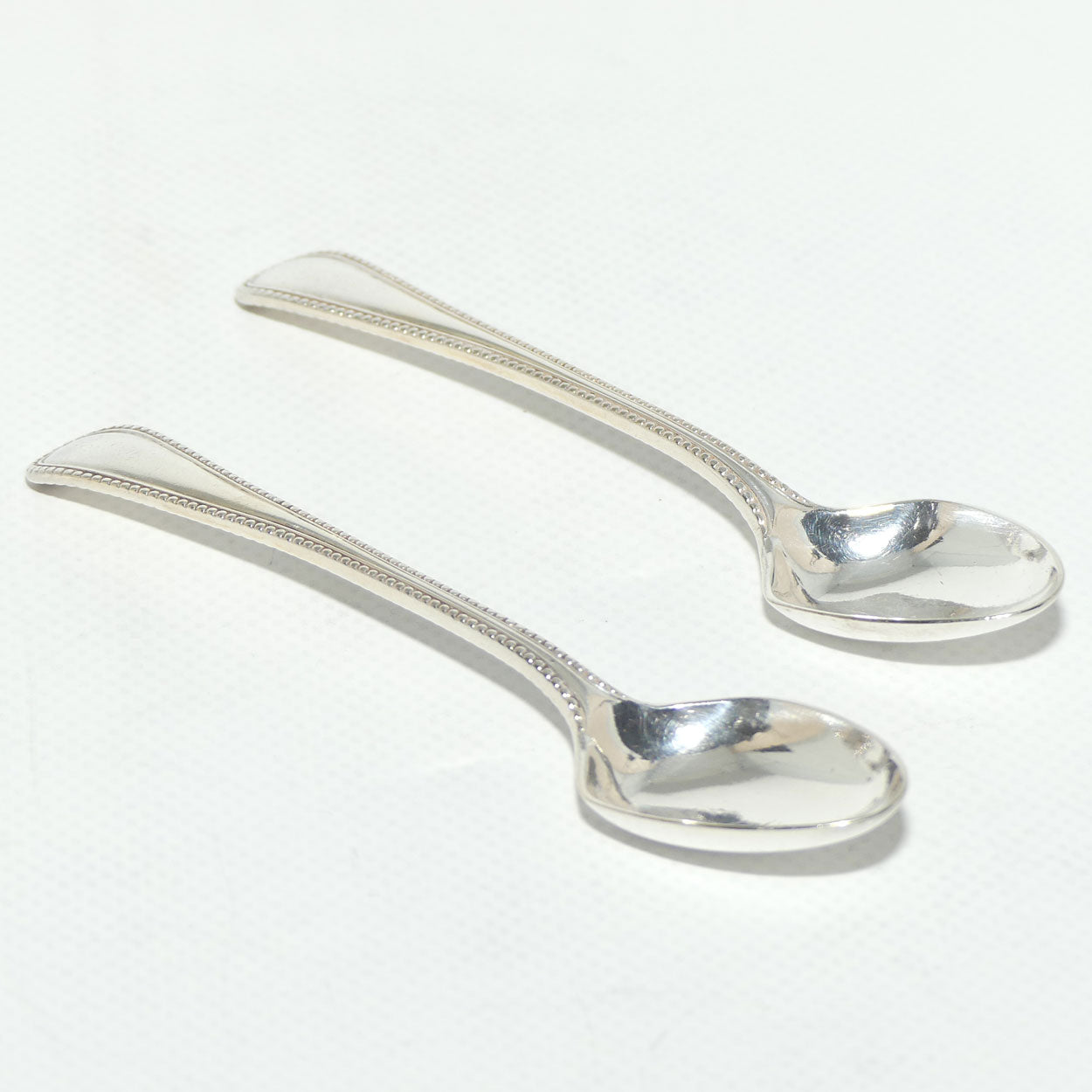 Set of 2 William Hutton and Sons | Silver Plated Old English Bead Pattern Teaspoons | 12cm