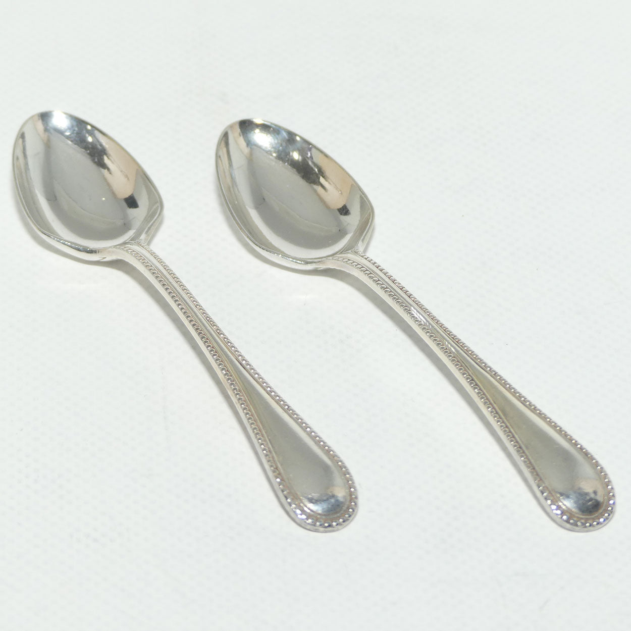 Set of 2 William Hutton and Sons | Silver Plated Old English Bead Pattern Teaspoons | 12cm