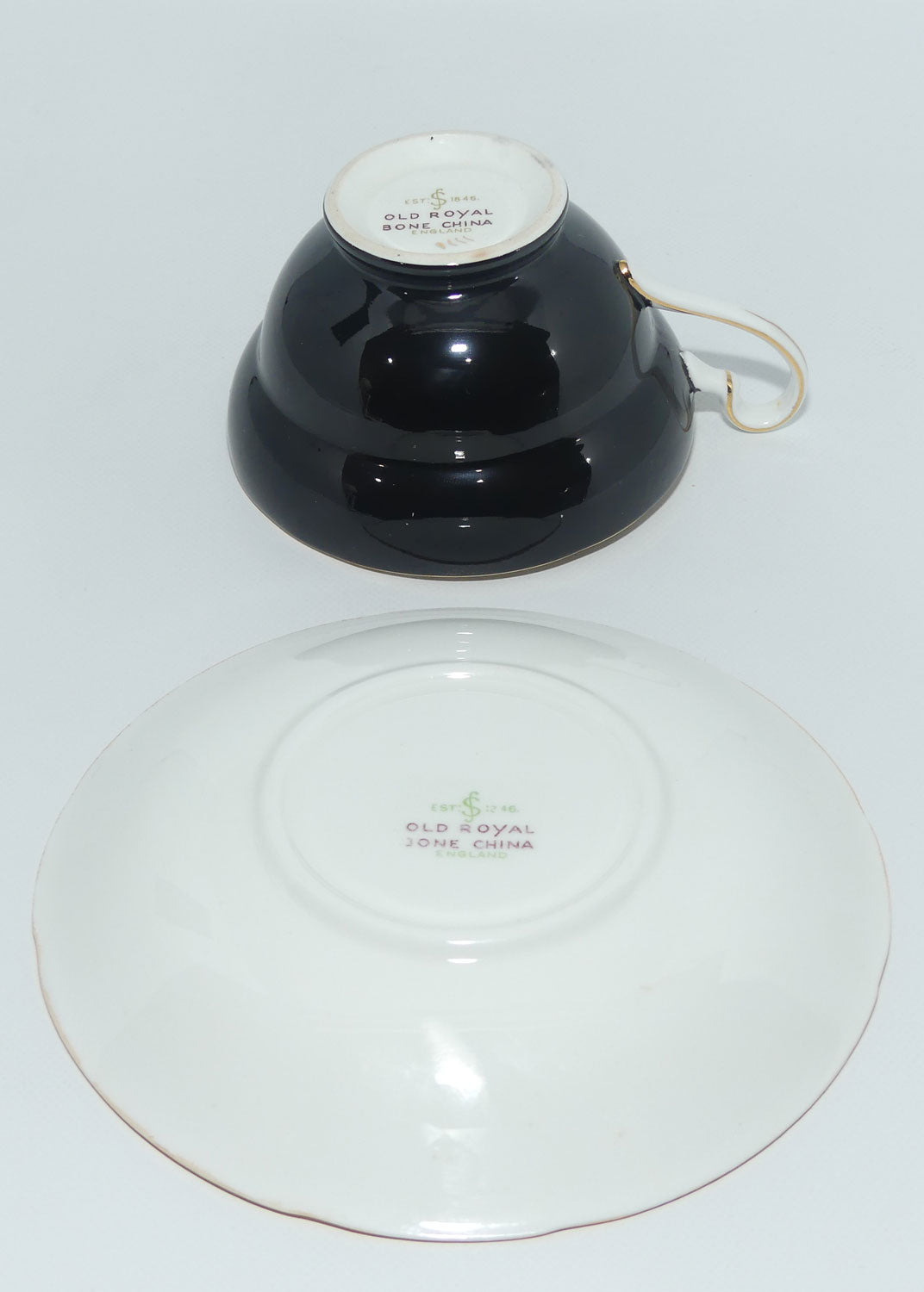 Old Royal Bone China | Black and Cream tea duo