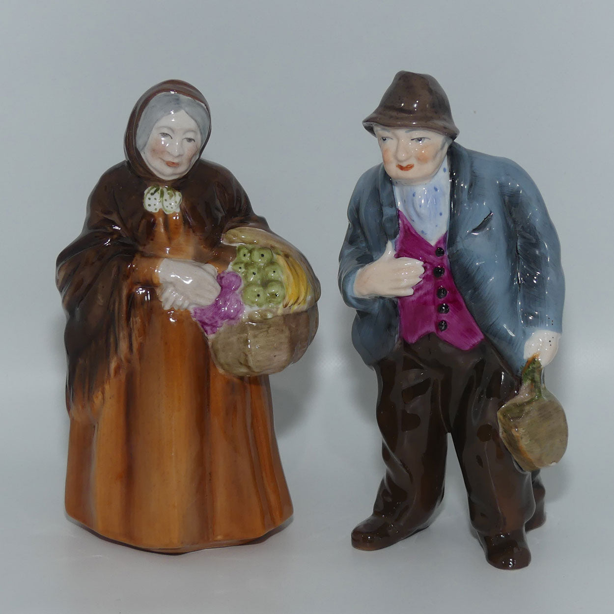 Coalport figurine pair | Old Market Lady and Tinker