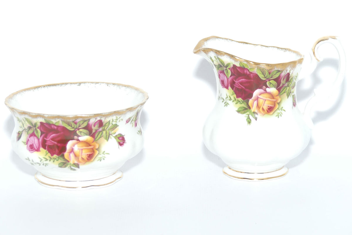 Royal Albert Bone China England Old Country Roses Milk Jug and Sugar Bowl | Coffee Size | early stamp