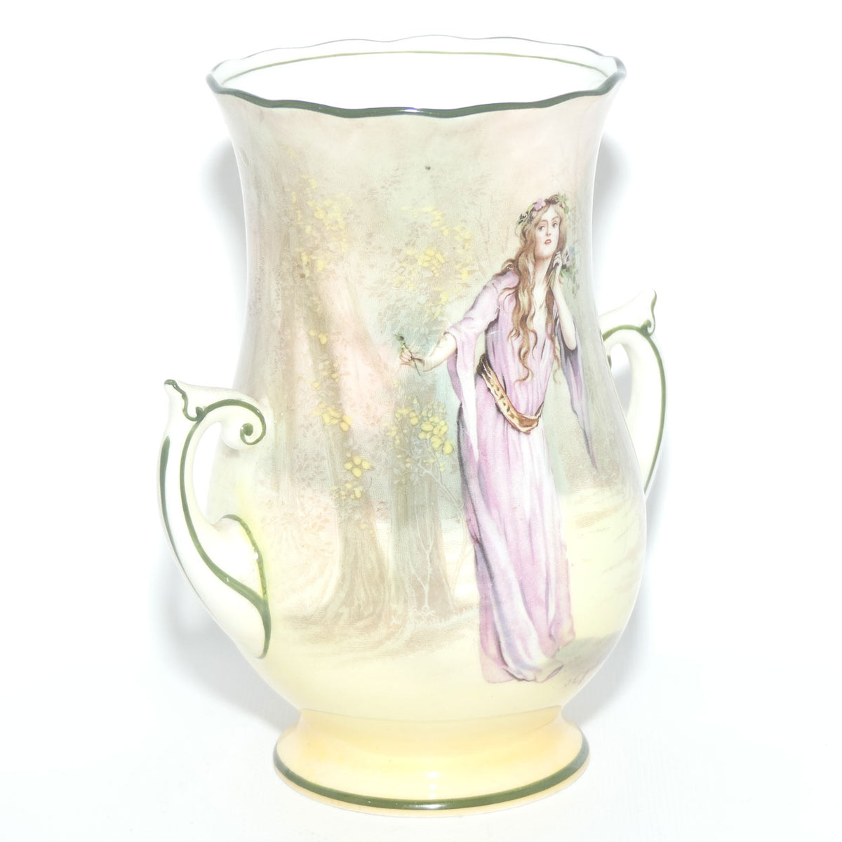 Royal Doulton Shakespearean Ophelia twin handle vase E7267