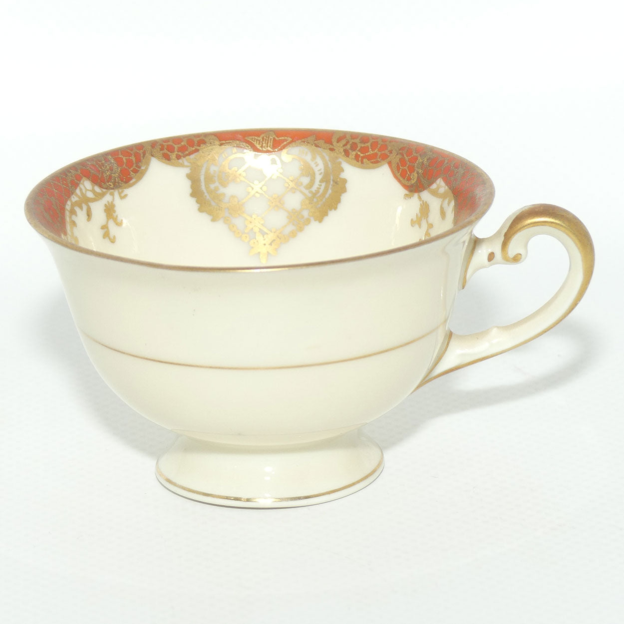 Hutschenreuther Germany demi tasse duo | Red trim with Gilt Overlay