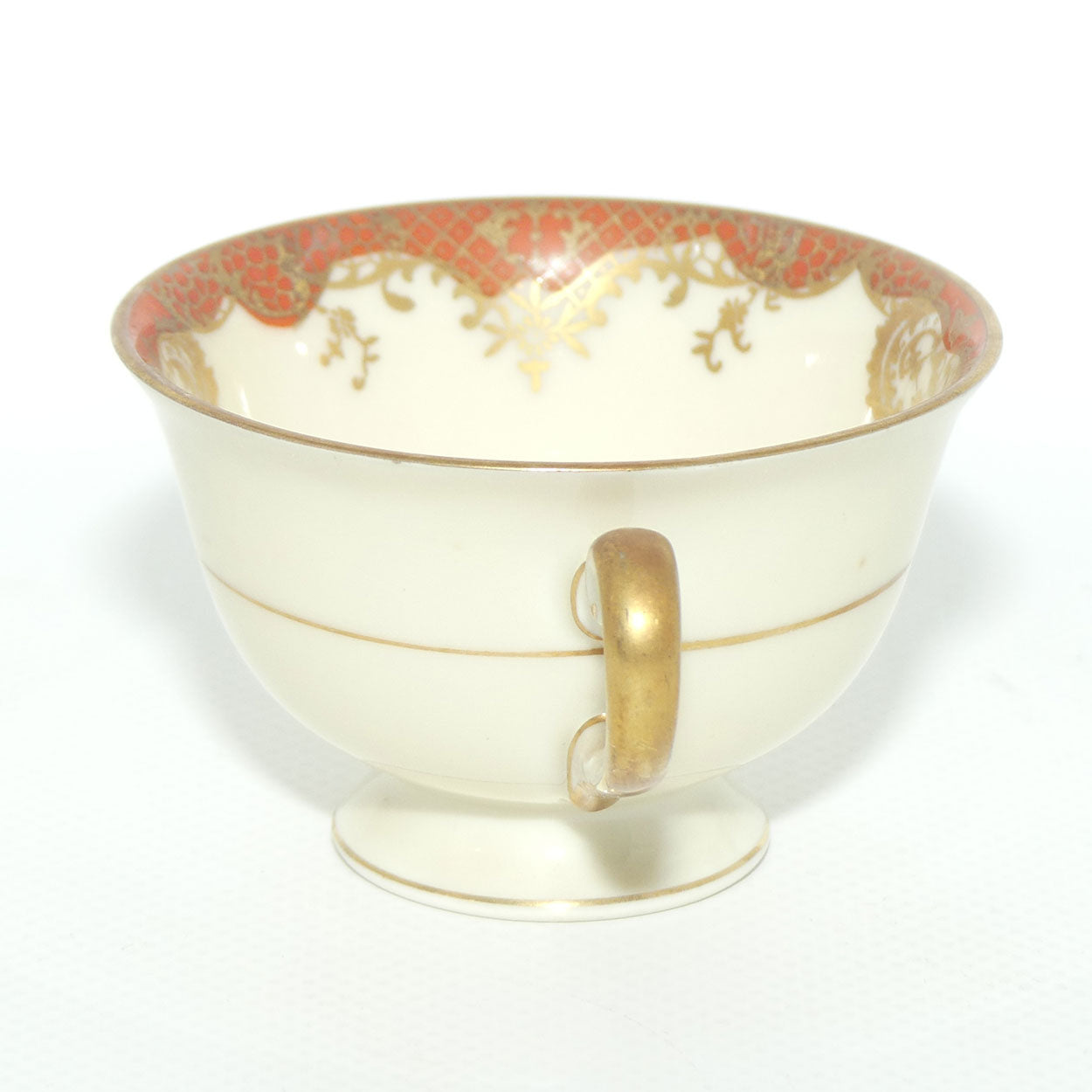 Hutschenreuther Germany demi tasse duo | Red trim with Gilt Overlay