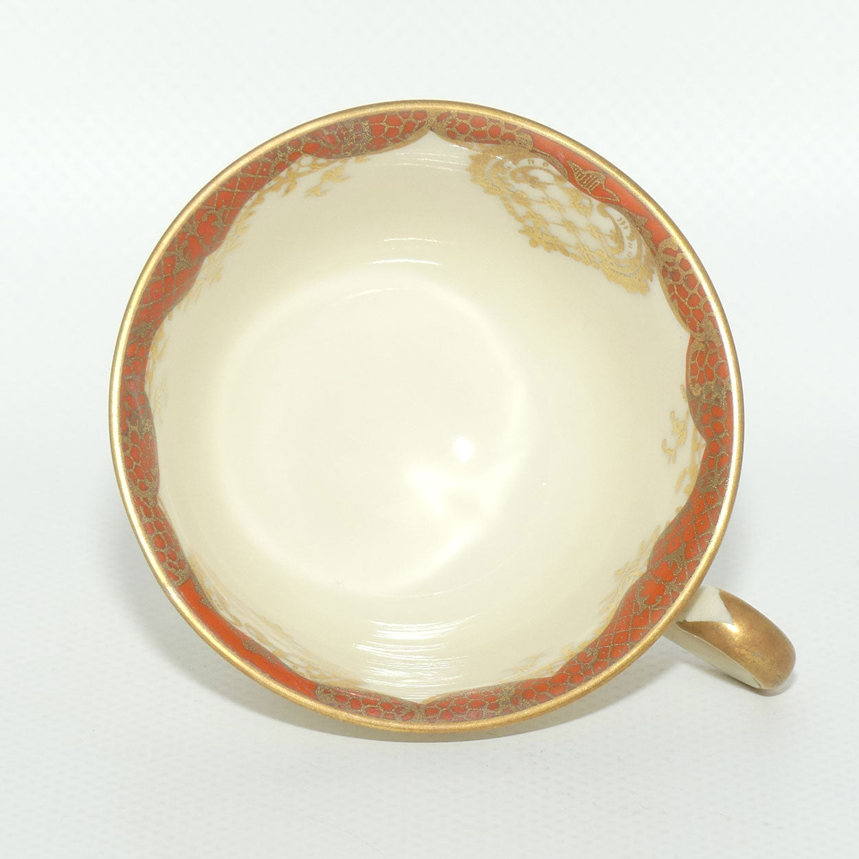 Hutschenreuther Germany demi tasse duo | Red trim with Gilt Overlay