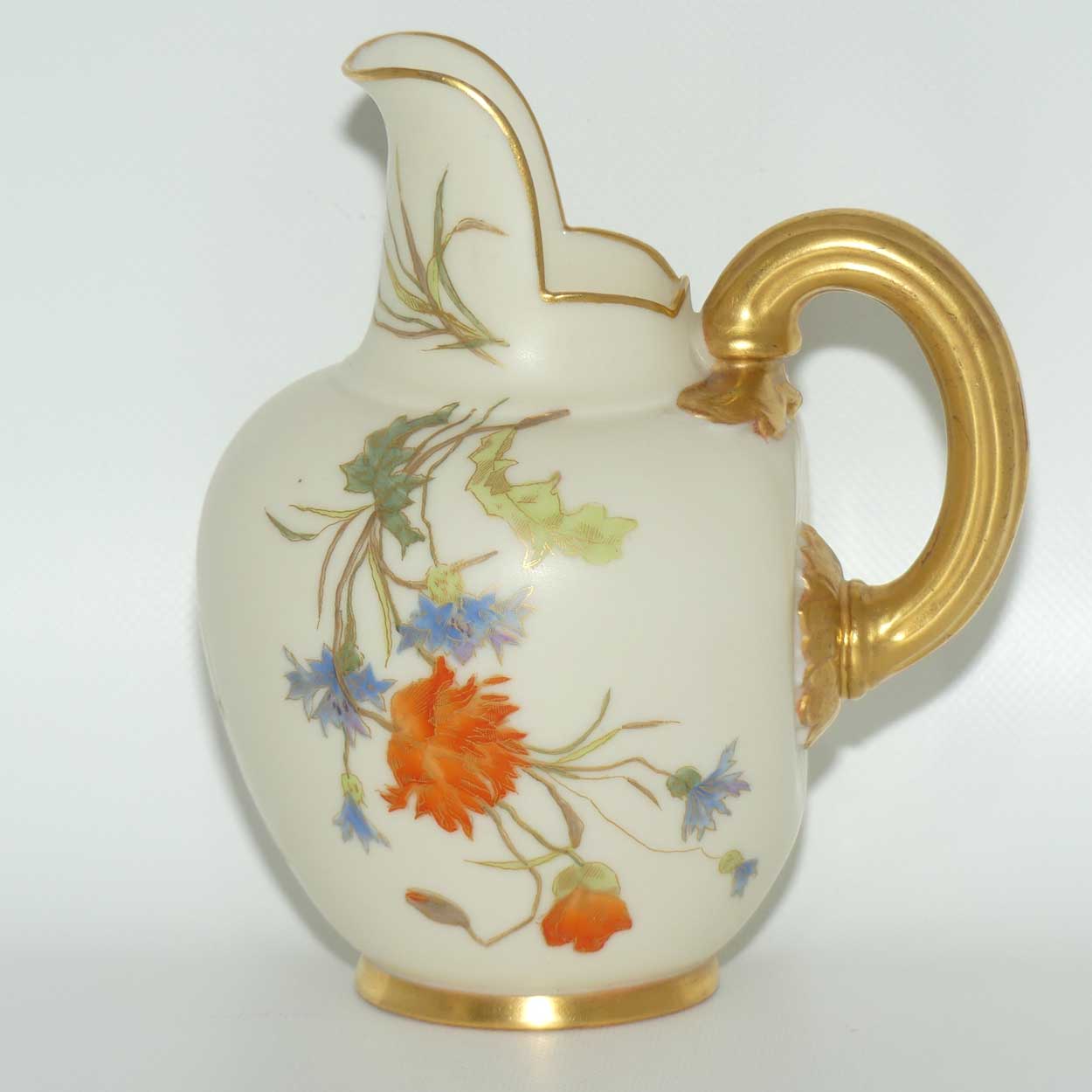 Royal Worcester Blush Ivory hand painted Orange Poppy very small flatback jug