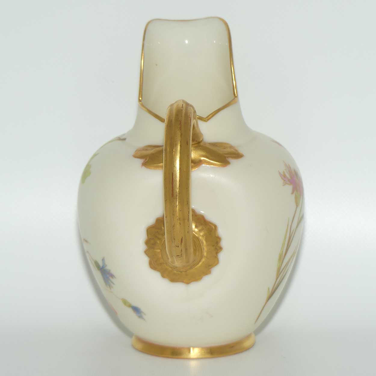 Royal Worcester Blush Ivory hand painted Orange Poppy very small flatback jug