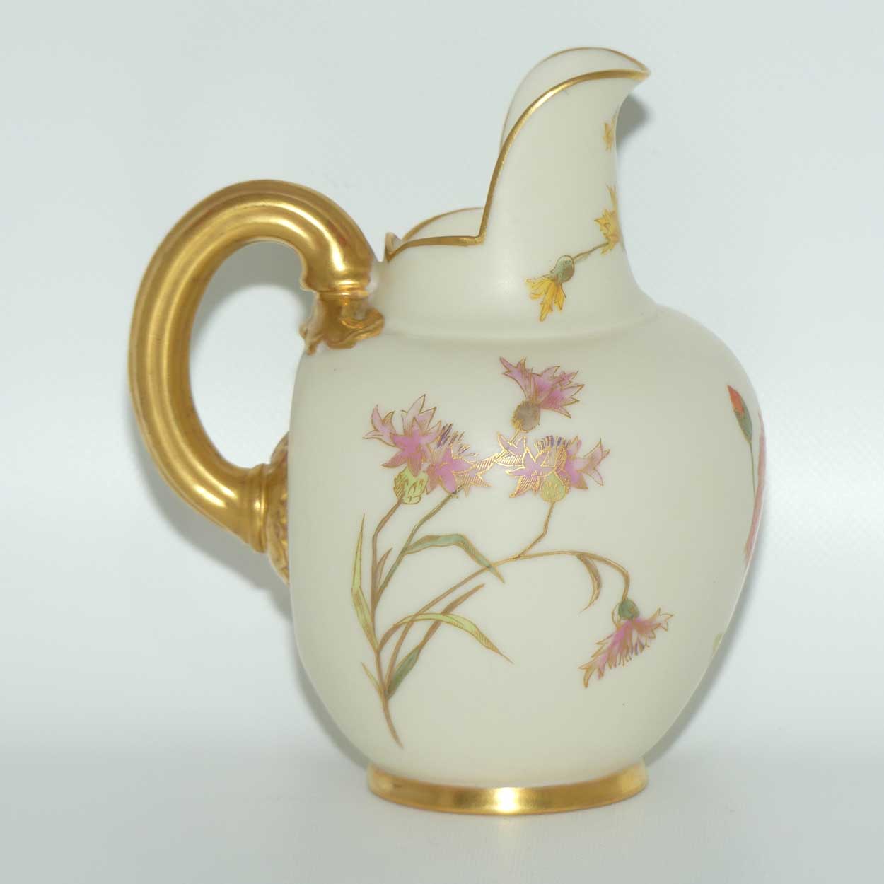 Royal Worcester Blush Ivory hand painted Orange Poppy very small flatback jug
