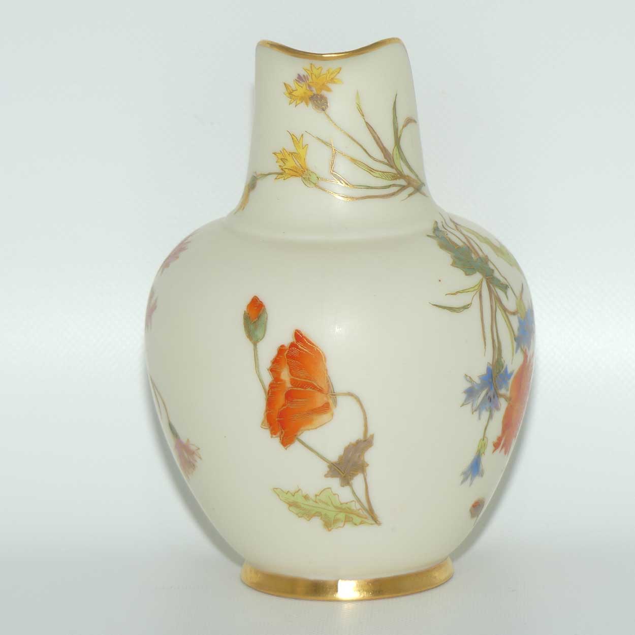 Royal Worcester Blush Ivory hand painted Orange Poppy very small flatback jug