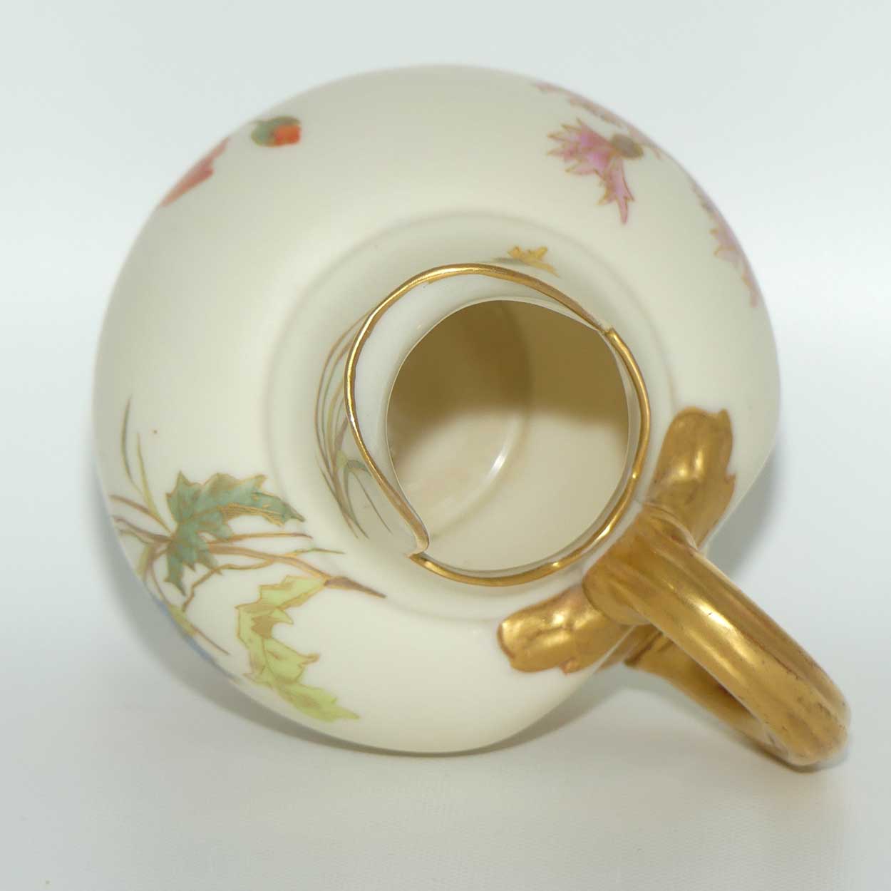 Royal Worcester Blush Ivory hand painted Orange Poppy very small flatback jug