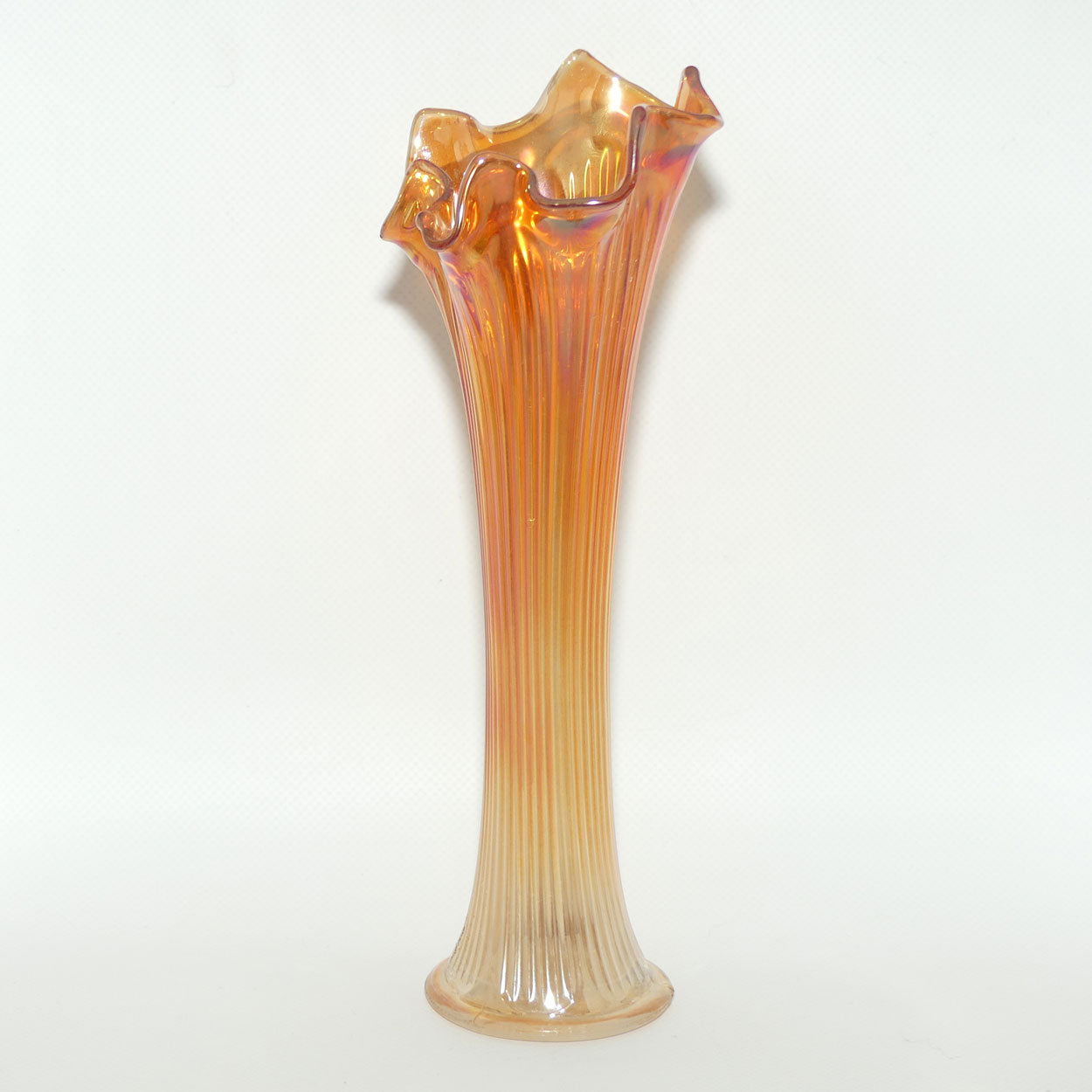Fenton Carnival Glass Marigold swung vase | 25cm tall