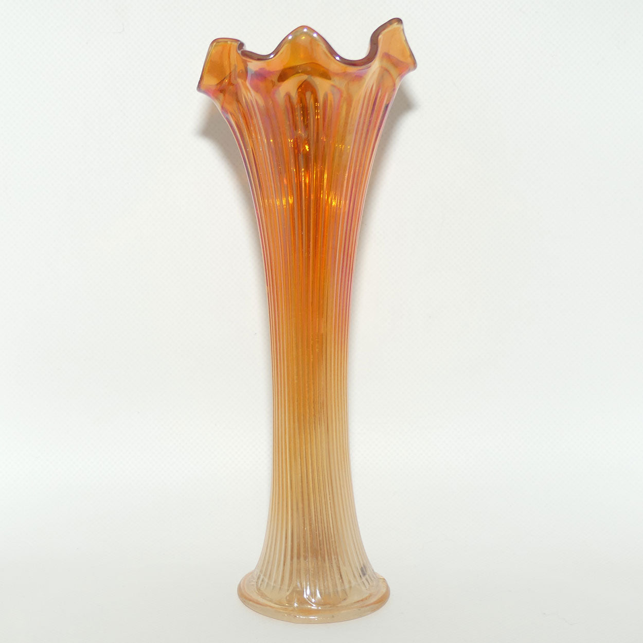 Fenton Carnival Glass Marigold swung vase | 25cm tall