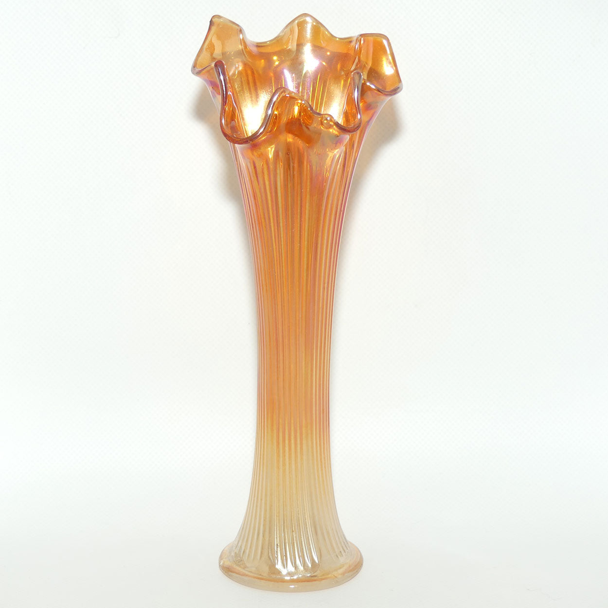 Fenton Carnival Glass Marigold swung vase | 25cm tall