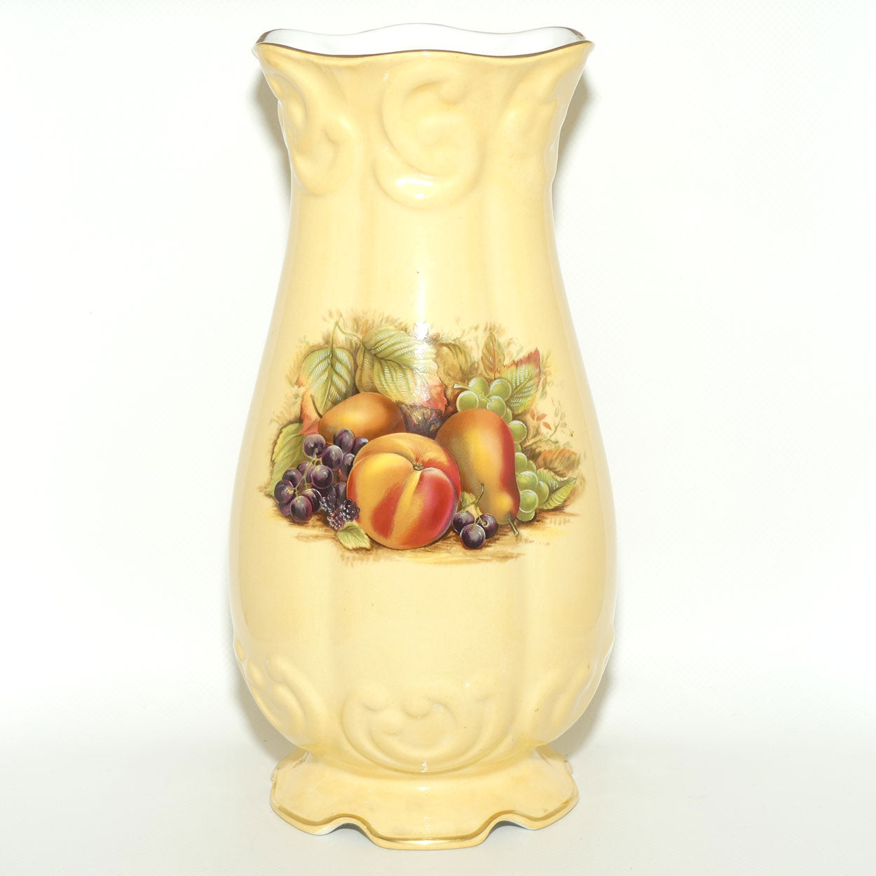 Aynsley Orchard Gold tall bulbous shape footed base vase | 27cm tall