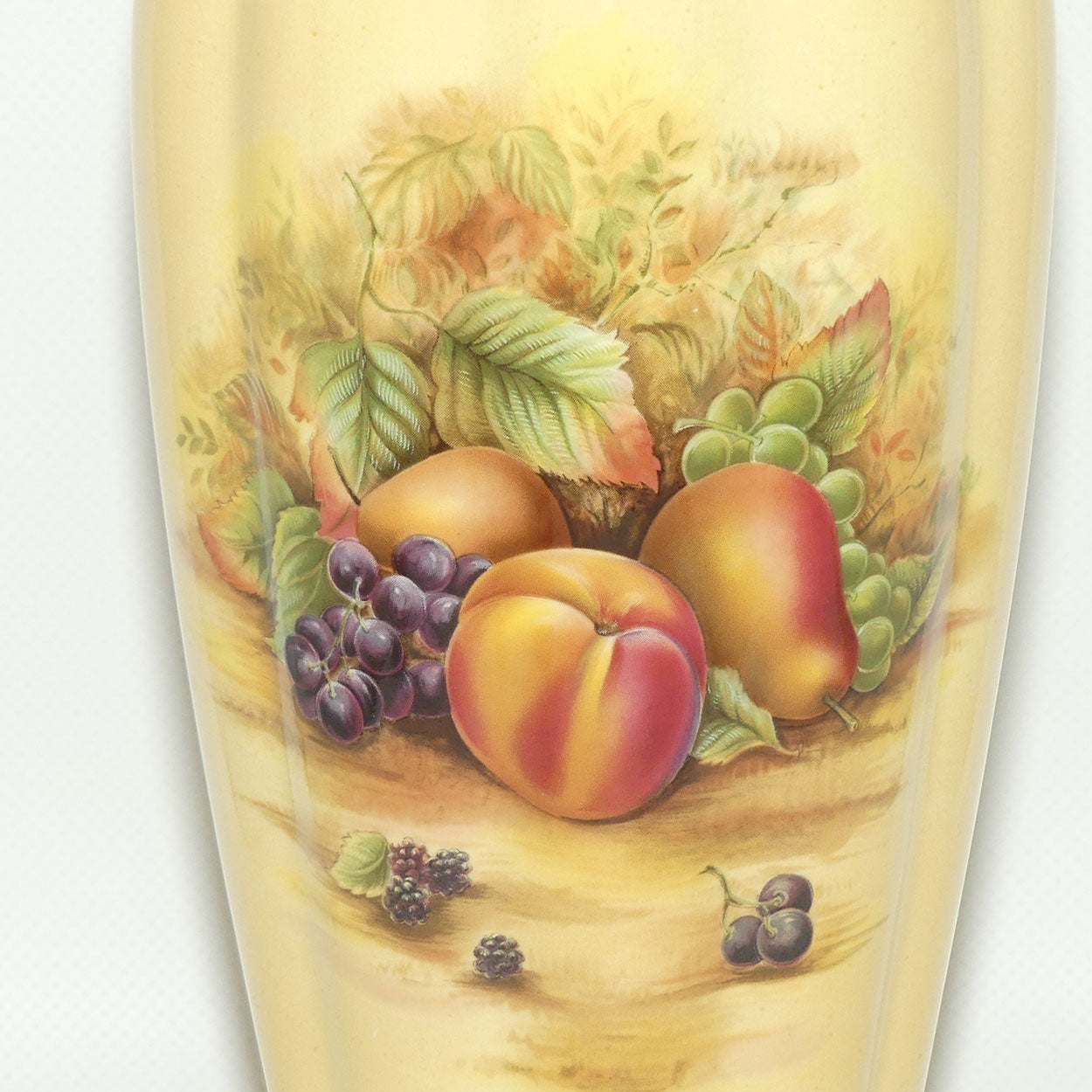 Aynsley Orchard Gold tall ribbed cylindrical vase | 23cm tall