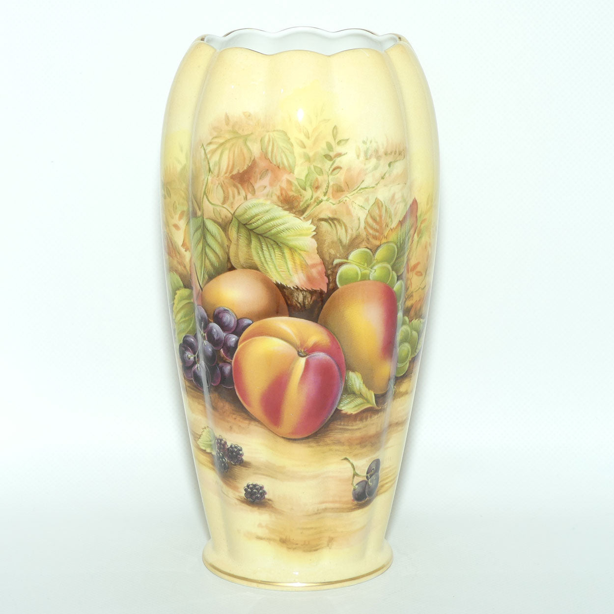Aynsley Orchard Gold tall ribbed cylindrical vase | 23cm tall | #2