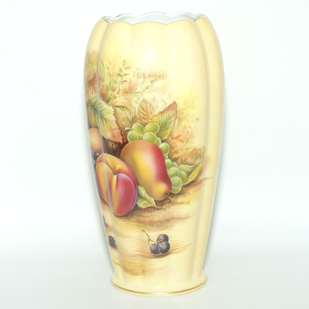 Aynsley Orchard Gold tall ribbed cylindrical vase | 23cm tall | #2