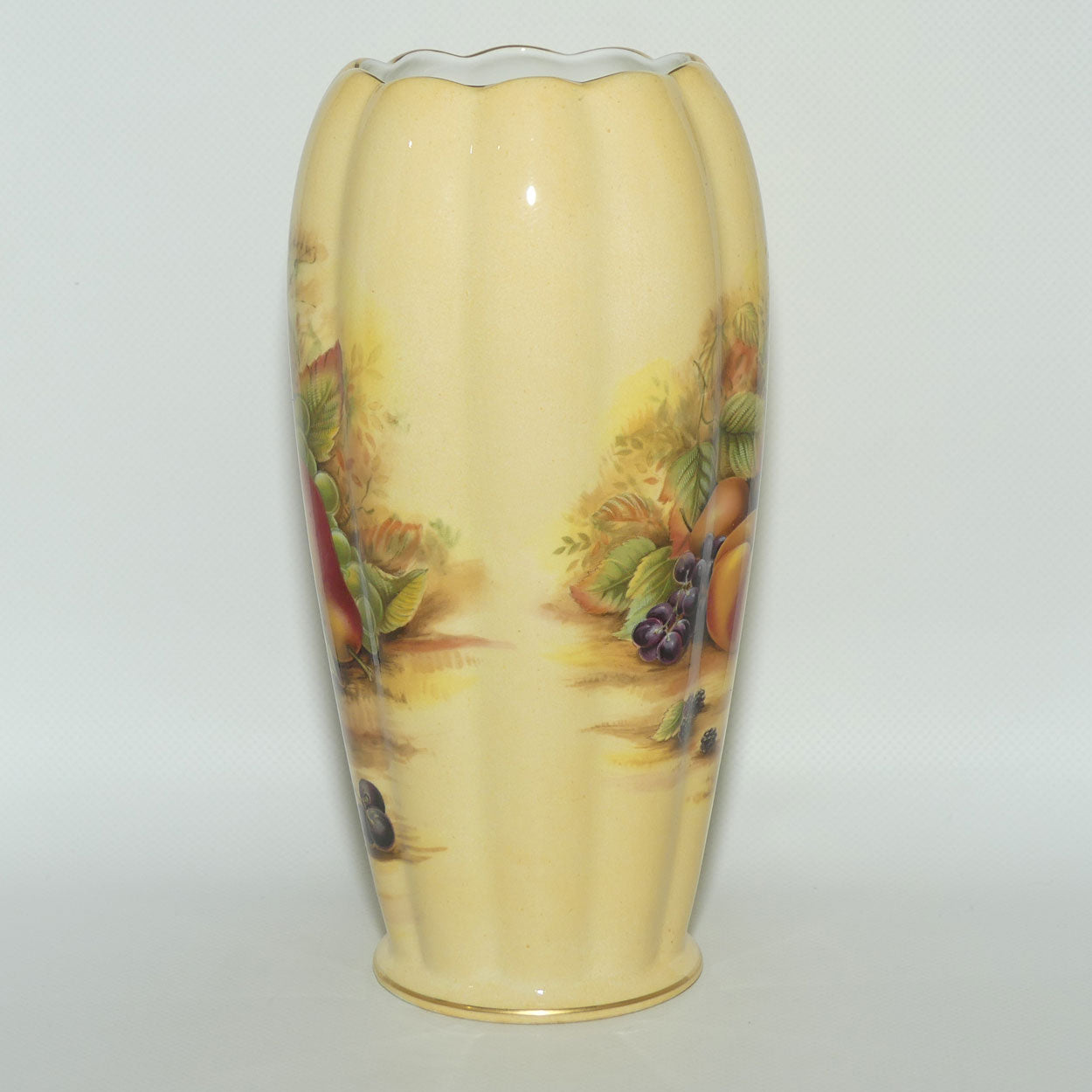 Aynsley Orchard Gold tall ribbed cylindrical vase | 23cm tall | #2