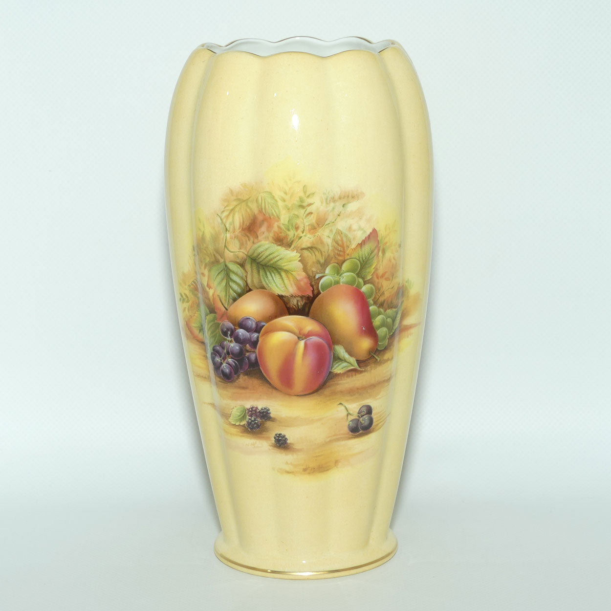 Aynsley Orchard Gold tall ribbed cylindrical vase | 23cm tall | #2