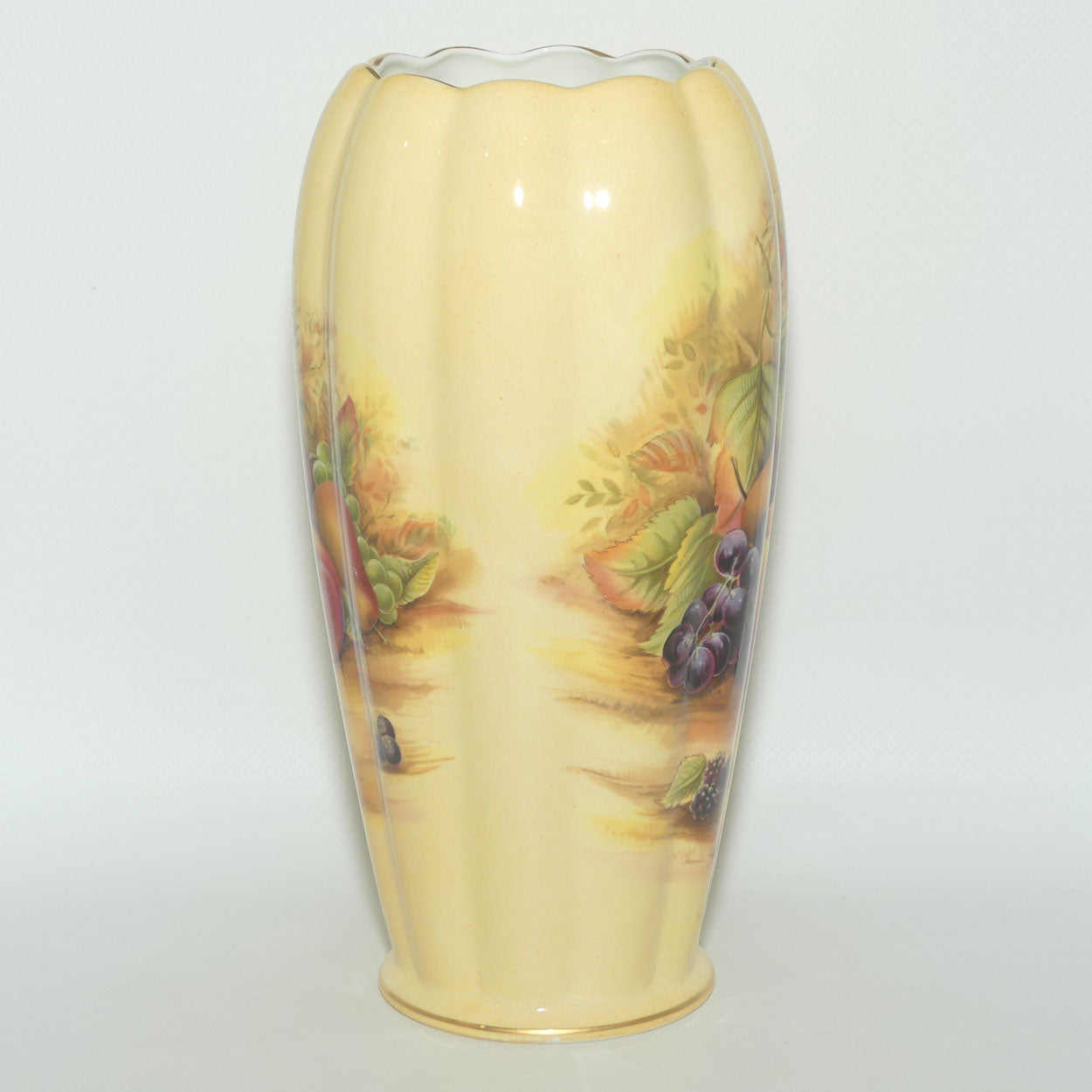 Aynsley Orchard Gold tall ribbed cylindrical vase | 23cm tall | #2