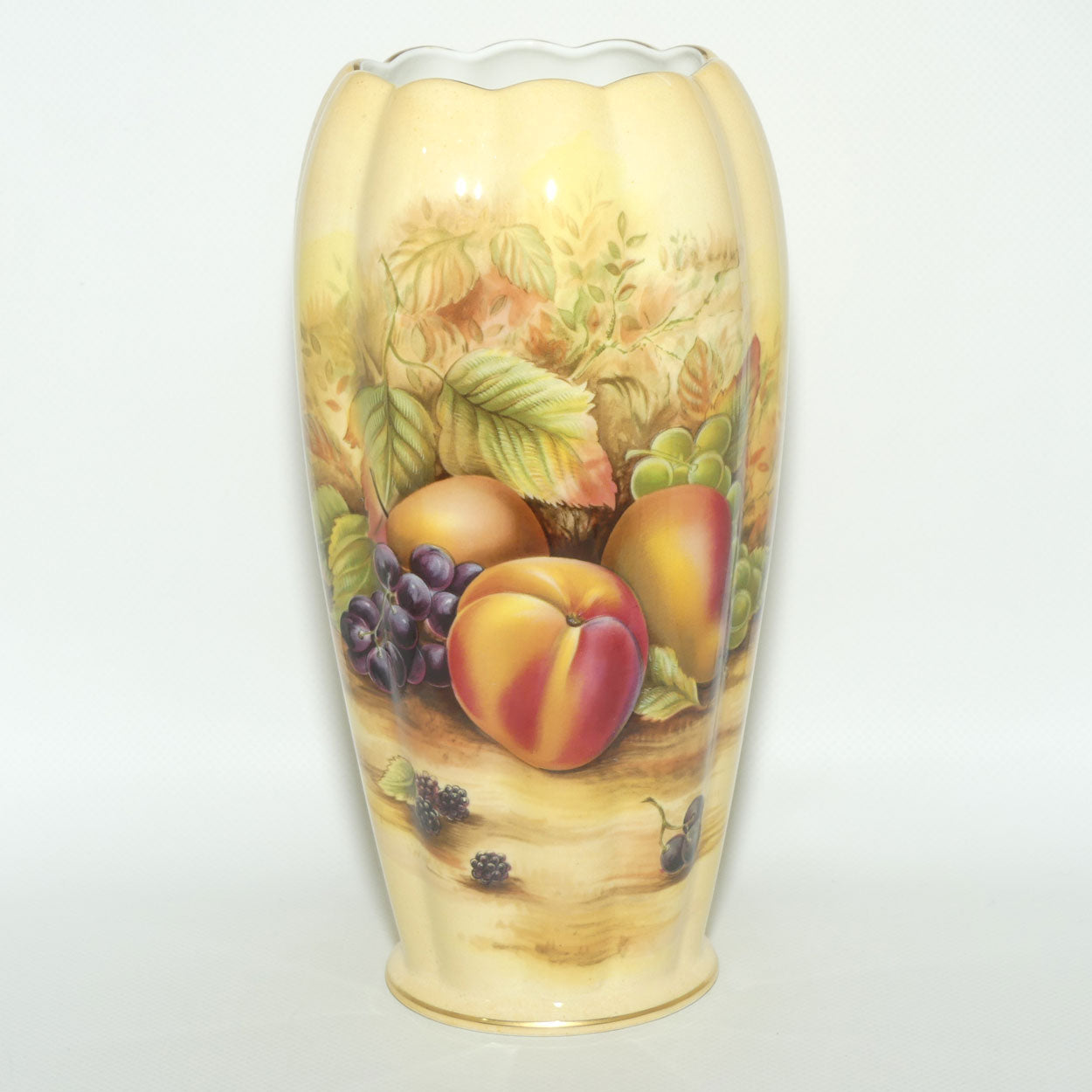 Aynsley Orchard Gold tall ribbed cylindrical vase | 23cm tall | #2